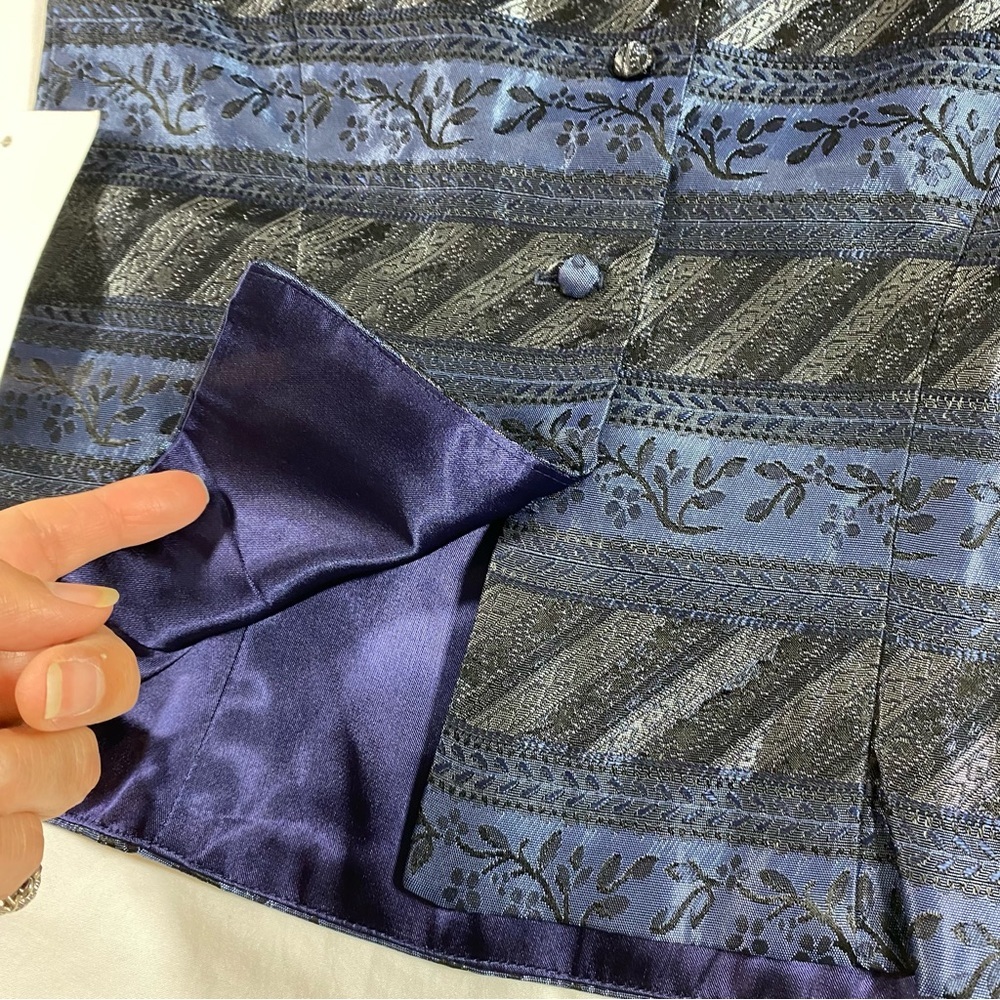 Scott McClintock Tank Top Woman’s 4 Tapestry Blouse Blue High Neck Button Down - Picture 6 of 12